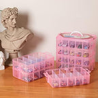 Sooyee 7 Layers Stackable Storage Container, 70 Adjustable Compartments Stackable Storage Container for Kids Toys, Art Crafts, Jewelry, Supplies, Mini Case & Letter Sticker Included,Pink - Image 5