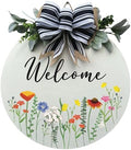 Wood front door sign Wood sign Home decor Welcome sign Sign for front door House warming gift Wedding gift (Wildflower Colors, 18" Width) by Unknown