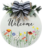 Wood front door sign Wood sign Home decor Welcome sign Sign for front door House warming gift Wedding gift (Wildflower Colors, 22" Width) by Unknown