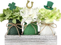 St Patricks Day Mason Jar Decorations, Green Mason Jar Centerpiece for Table with Wood Tray & Flowers, Set of 3 Decorative Jars for St Patrick Green Table Decor, Spring Decor by SUPREMELIGHTS%C2%B72017%C2%B7
