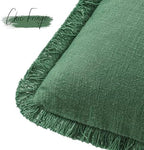 Foindtower Decorative Linen Fringe Throw Pillow Covers 22×22 Pine Green - Image 3