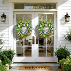 Spring Summer Wreaths for Front Door 24 Inch,Summer Wreath with Artificial Lemon,Daisy,Hydrangea & Lotus Pods,Door Wreath for Indoor Outdoor Farmhouse Home Decor - Image 2
