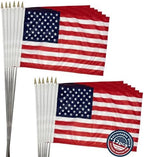 8x12 inch Small American Flags on Stick 12 Pcs for Yard Garden, Mini Hand Held US USA Flags with Stainless Steel Pole Stakes for Outside Lawn Planter 4th of July Decorations by Flagolden