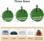 36 Inch Round Storage Bag 2 Pack,Irish Lucky Shamrock Threeleaf Grass Waterproof Wreath Storage Container with Handles&Zipper Green Buffalo Plaid Closet Organizer Bags Garland Box - Image 7