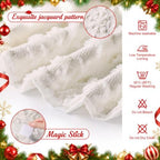 Civaner 48in Cream White Snowflake Christmas Tree Skirt Faux Fur - Image 3
