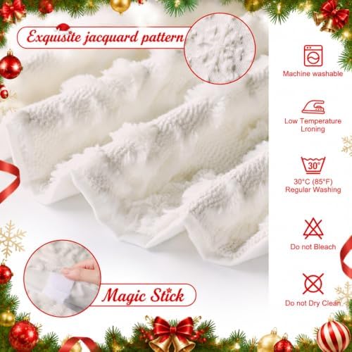 Civaner 48in Cream White Snowflake Christmas Tree Skirt Faux Fur - Image 3