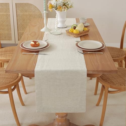100% Pure French Linen Table Runner (Natural,14x132 Inch) - Image 4