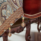 Luxury Vintage Design Table Runners 108 inches long Embroidery Jacquard Fabric with Multi-Tassels table runners for Dining Room Dresser Wedding holiday Party fireplace Decorations (Coffee, 12X108inch) - Image 4