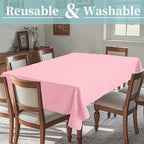 Pink Tablecloth Fabric (1PC, 60"x102"), 6ft Table Cover (8-10 Seat) - Cotton Polyester, Wrinkle Resistant & Washable, Jacquard Table Cloth for Valentine's Day & Birthday & Wedding, Bows Pattern - Image 2