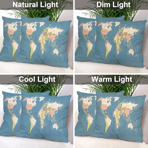 Batmerry World Map Throw Pillow Covers, Vintage Map of Europe in Color Background Decorative Pillow Covers Digital Printing Blended for Couch Sofa Bed Invisible Zipper 26X26 in(Set of 2) - Image 7