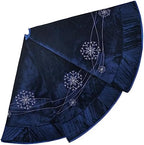 X.Sem Snowflakes Embroidered Velvet Christmas Tree Skirt with Pleat Velvet Border 50'' (Navy, 50 inch) by ONGLYP