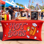 Frienda 2 Pcs 6 ft Hot Dogs Tablecloth Hotdogs Stretch Spandex Table Cover - Image 2