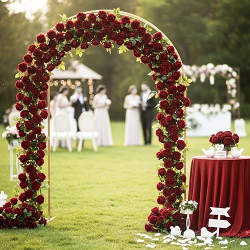 Auihiay 104PCS Burgundy Roses, Faux Roses, Artificial Flowers Roses - Image 6