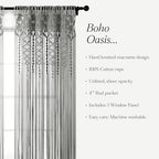 Lush Decor Boho Macrame Textured Cotton Window Curtain Panel Single 40" W x 63" L Gray - Macrame Curtains for Windows, Room Divider, Boho Wall Decor - Image 6