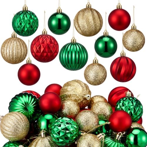 Syhood 64 Pcs Christmas Tree Decoration Ball Ornaments, Red Green by Syhood