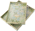 2 Pcs Serving Trays with Handles, Plastic Tray for Ottoman Coffee Table William Morris Decorative Large Rectangular Tray for Serving Living Room Home Tea Coffee Table Decor (Green,Dianthus) by Acellegic