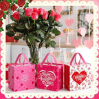 Wesnoy 48 Pcs Valentine's Day Gift Bags Bulk with Handle Non Woven Reusable Pink Red Heart Bags Valentine's Day Candy Bag for Classroom Gift Exchange, Goodies Wrapping Party Favors, 11.4x10.6x4.7 Inch - Image 5