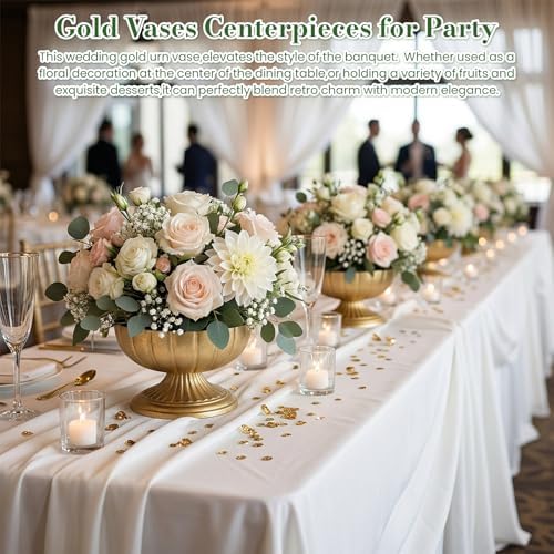 Vintage Gold Compote Vases 8.5" x 5.4" for Wedding Table Centerpieces - Image 2