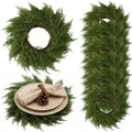 Christmas Round Placemats Set of 6 Artificial Cedar Wreath Charger by Gandeer