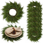 Christmas Round Placemats Set of 6 Artificial Cedar Wreath Charger by Gandeer