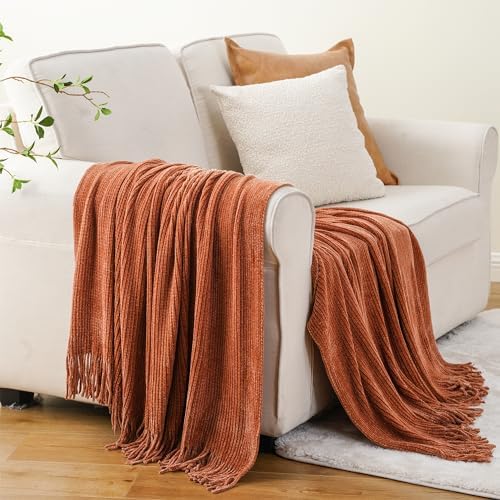 BATTILO HOME Rust Orange Throw Blanket for Couch, 60"x80" - Image 3