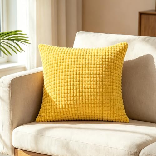 CaliTime Decorative Couch Throw Pillow Covers 26 X 26 Inches Gold Yellow - Image 3