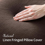 MIULEE Linen Fringe Decorative Fall Throw Pillow Covers Dark Brown 18x18 - Image 3