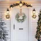 24 Inch Christmas Champagne Leaves Berries Wreath for Front Door, Rustic Farmhouse Xmas Large Door Wreath for Indoor Outdoor, Christmas Gold Balls Wreaths for Home Decor - Image 4