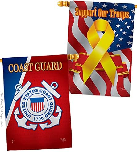 Coast Guard House Flag - Pack Armed Forces USCG Semper Paratus United State American Military Veteran Retire Official Support Our Troops - Banner Small Garden Yard Gift Double-Sided 28 X 40 by Breeze+Decor