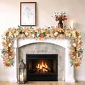 2 Pack 6 Ft Fall Leaves Garland Decor with Lights Pumpkins Pine Cone Berry by Amandir