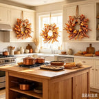 6 Pcs Small Fall Hanging Wreaths with Artificial Autumn Flowers Warm Orange Fall Foliage Wheat Spike Accents Rustic Burlap Ribbon Mini Cabinet Wreath for Farmhouse Thanksgiving Harvest Party Decor - Image 4