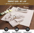 Native Fab Cloth Napkins 18x18 inches, 100% Cotton Vintage Stripped Dinner Napkins, Set of 12, Soft Breathable Absorbent, Machine Washable Cloth Napkins, Blue Beige - Image 3