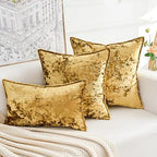 Premium Series, Crushed Velvet Throw Pillow Covers, Luxury Thick Cushion Cases for Home Decor, Gold, 20x20 Inch, Covers Only by HERAYLI