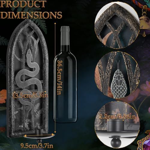 Gothic Wall Candle Sconces Set of 2, Snake and Moon Iron Wall Mounted Candelabra Holder with Removable Trays for Taper & Pillar Candles, Natural Aesthetic Boho Art Hanging Design Decor - Image 5
