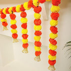 5 Ft Marigold Door Hanging Toran Yellow Orange - Indian Thorans - Atificial Flower Garland for Pooja Mandir, Door, Diwali Decoration Toran - Indian Housewarming Décor, Bandhanwar (Pack of 1) - Image 2