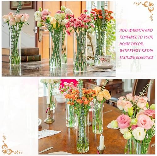 7pcs Glass Cylinder Vases for Centerpieces - 10 Inch Tall Glass Vases for Flower, Clear Flower Vase Bulk Floating Candle Vase for Table Centerpiece Wedding Home Décor - Image 4