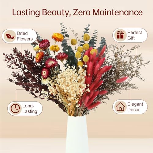 120+ Pcs Dried Flower Bouquet Set, Boho Floral for Fall Decor, Vase Crafts - Image 3