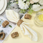 LemonRoad 50 Pcs Napkin Rings, Wood Color Woven - Image 4