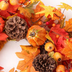 Fall Wreaths for Front Door 24 Inch Fall Wreath with Orange Pumpkins Pinecones Maple Leaves Large Berries Autumn Wreath for Thanksgiving Harvest Wall and Porch Farmhouse Decor - Image 4