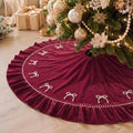 48 Inches Pearl Christmas Tree Skirt Plush Christmas Velvet Tree Skirt with Pearl Bow Burgundy Ruffle Edge Handmade Mat for Xmas Holiday Winter Party Decorations by Unknown