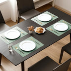 MOSAYT Vinyl Faux Leather Placemats, Set of 6, Green - Image 2