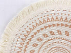 Fennco Styles Boho Geometric Fringe Decorative Cotton Placemats 13-inch Round, Set of 4 - Pink Heat Resistant Insulation Table Mats for Home Decor, Dining Table, Banquets and Special Events - Image 3