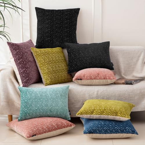 FIFU 22x22 Inch Throw Pillow Covers Set of 2, Jacquard Velvet, Black - Image 6