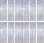 ZATAYE 12 Pack Glitter Silver New Years Eve Foil Curtain Decorations by ZATAYE