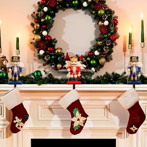Cinnvoice 2 Pcs Wooden Nutcracker Soldier Christmas Stocking Hangers - Image 5