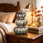 Stacked Glass Pumpkin Decor, Fall Halloween Table Centerpiece, Black - Image 7