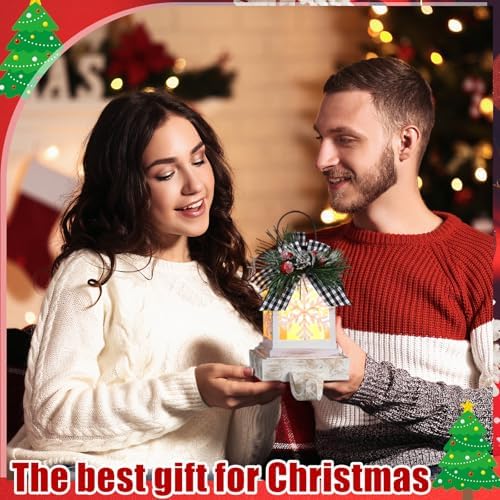 Therwen 2 Pcs Christmas Stocking Holders Lantern, LED, Snowflakes, White - Image 4