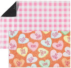 Dunzy 2 Pcs Valentine's Day Doormats Conversation Heart Layered Front Door Mats Non Slip Floor Coir Rugs Layered Pink Buffalo Plaid Doormats for Porch Entryway Indoor Outdoor Home Decor by Dunzy