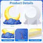 Large Crescent Moon Cardboard Cutout Decorations 3.3 Ft Moon Stand Up Backdrop Blue Gold Starry Night Party Photo Props for Birthday Wedding Eid Mubarak Homecoming Movie Night Baby Shower - Image 2