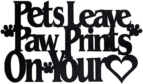Wall Word Art Decorative Wood Sign for Pet, Dog, Cat, Horse, Pig, Animal Lovers with Fun Sayings and Quotes, 12 x 16 inches (Pets Leave Paw Prints on Your Heart) by MemoryMatsWordArt